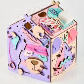 Бизиборд Домик Я играю 31х25 см со светом, розовый