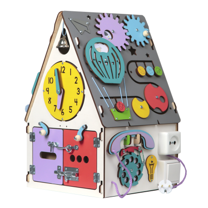 Бизиборд Домик Все в одном 30х30х45 см со светом