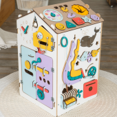 Бизиборд Домик 40х40х60 см со светом, желтый