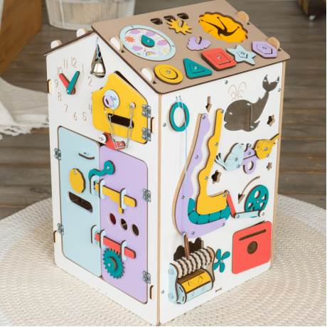 Бизиборд Домик 40х40х60 см со светом, желтый