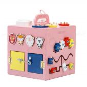 Развивающий Бизикуб Розовый 25х25 см