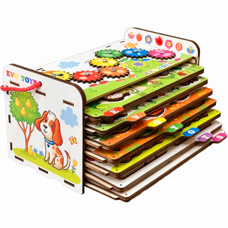 Сортер развивающий Умный комодик - На ферме, фигуры вкладыши