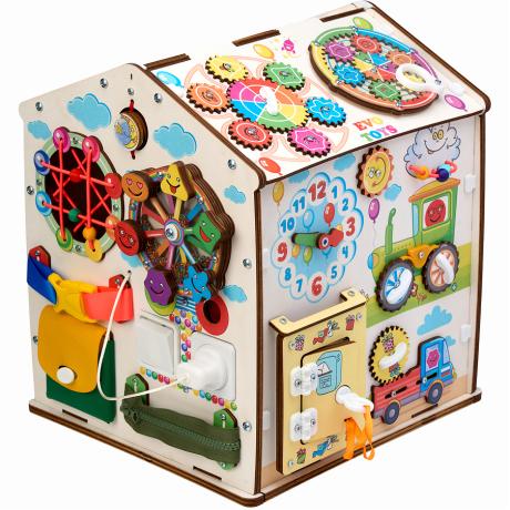 Бизиборд домик Карусель 30х35 см со светом