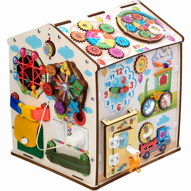 Бизиборд домик Карусель 30х35 см со светом