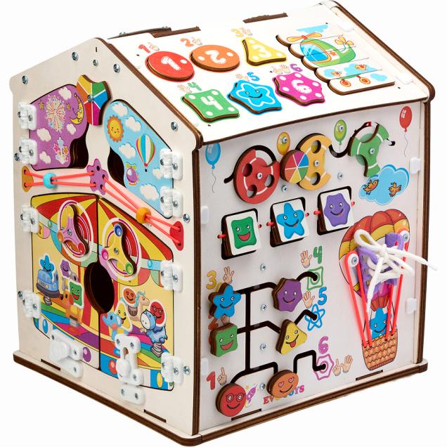 Бизиборд домик Карусель 30х35 см со светом