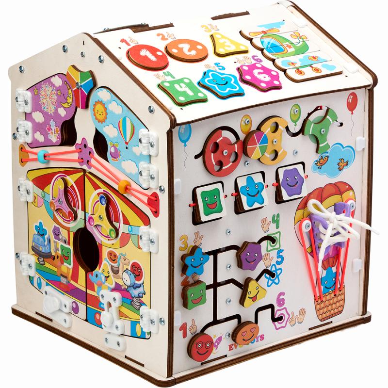 Бизиборд домик Карусель 30х35 см со светом фото