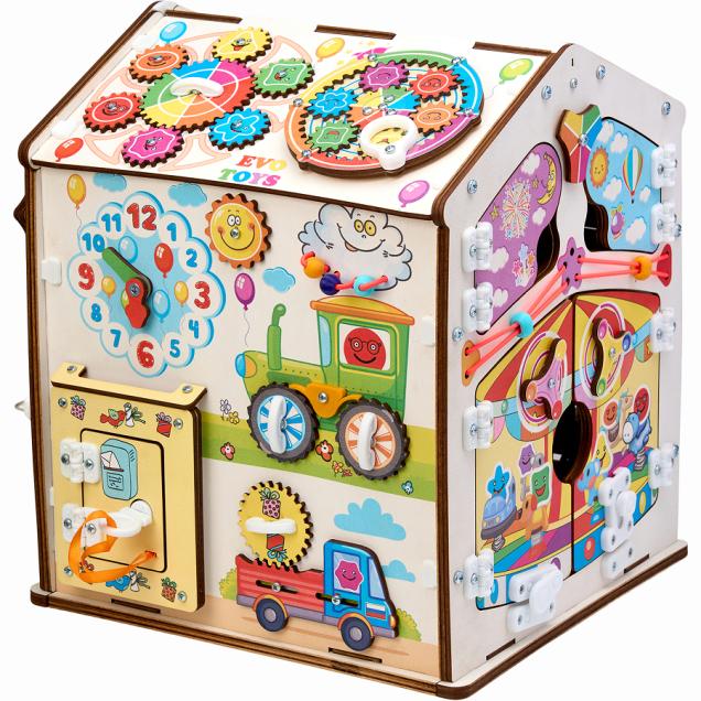 Бизиборд домик Карусель 30х35 см со светом