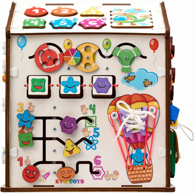 Бизиборд домик Карусель 30х35 см со светом