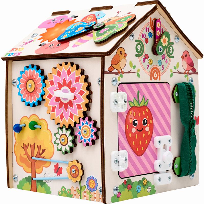 Бизиборд домик развивающий Лето 20х20х25 см со светом фото