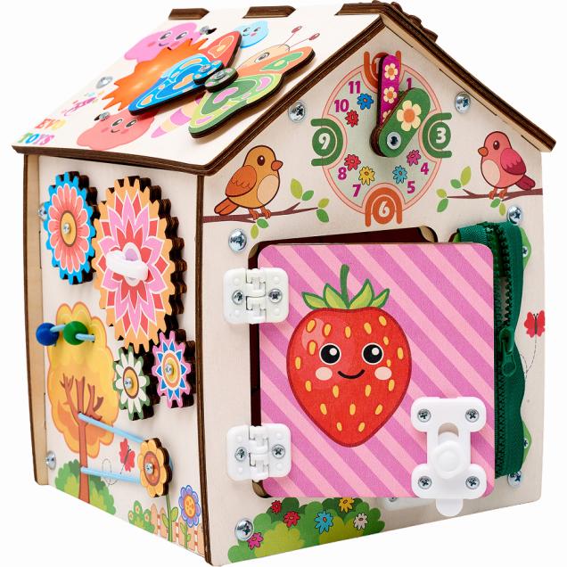 Бизиборд домик развивающий Лето 20х20х25 см со светом