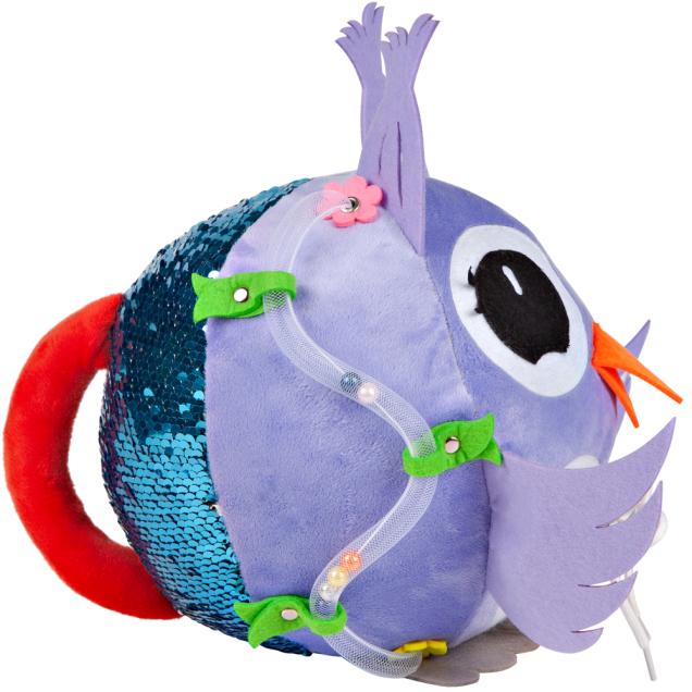 Мягкий бизиборд мячик Совушка Макси, фиолетовая