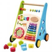 Ходунок и развивающий центр из дерева "Мои первые шаги", голубой