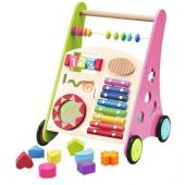 Ходунок и развивающий центр из дерева "Мои первые шаги", розовый