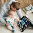 Бизиборд двусторонний мини черный со светом,  40х30 см  фотографии