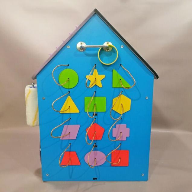 Бизиборд Домик 60х40 см со светом голубой