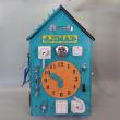 Бизиборд Домик 50х30 см со светом мятный с часами