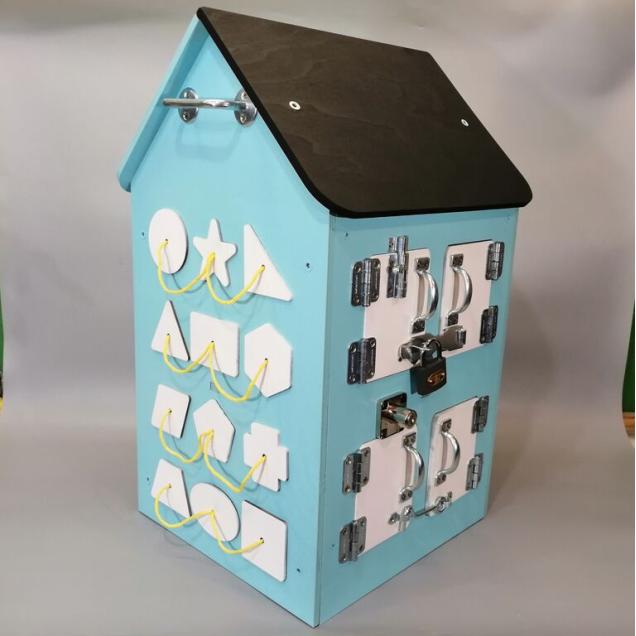 Бизиборд Домик 50х30 см со светом мятный