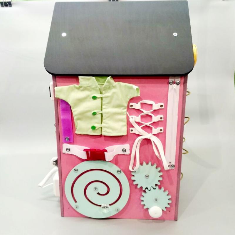 Бизиборд Домик 50х30 см со светом розовый фото