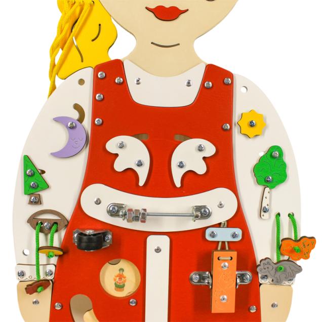 Бизиборд Алёнушка в русском народном костюме, развивающая панель