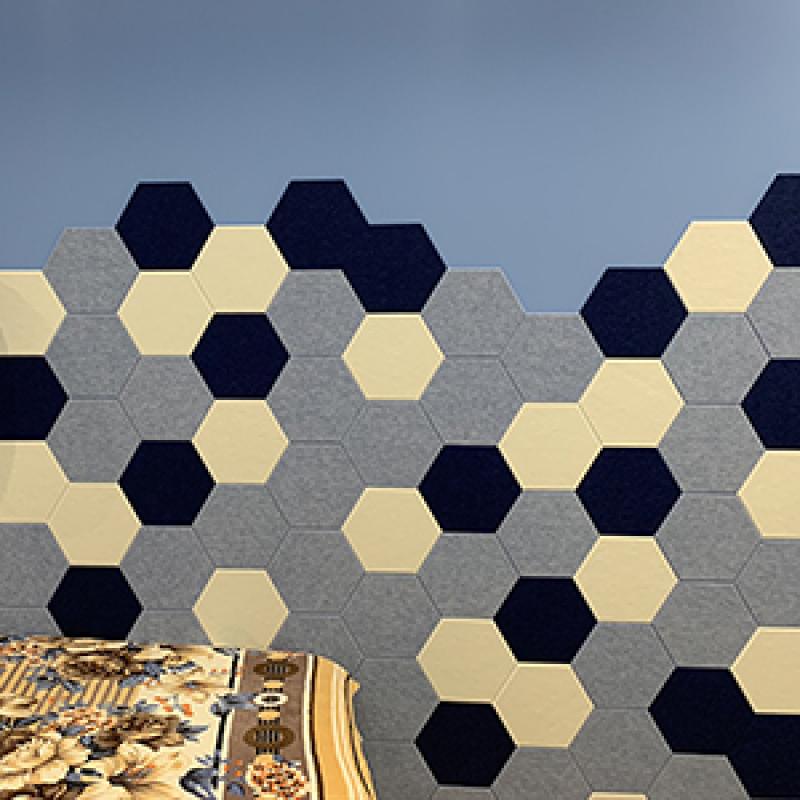 Декоративные настенные панели из ЭКО-войлока MyMatto - Сота лимон фото