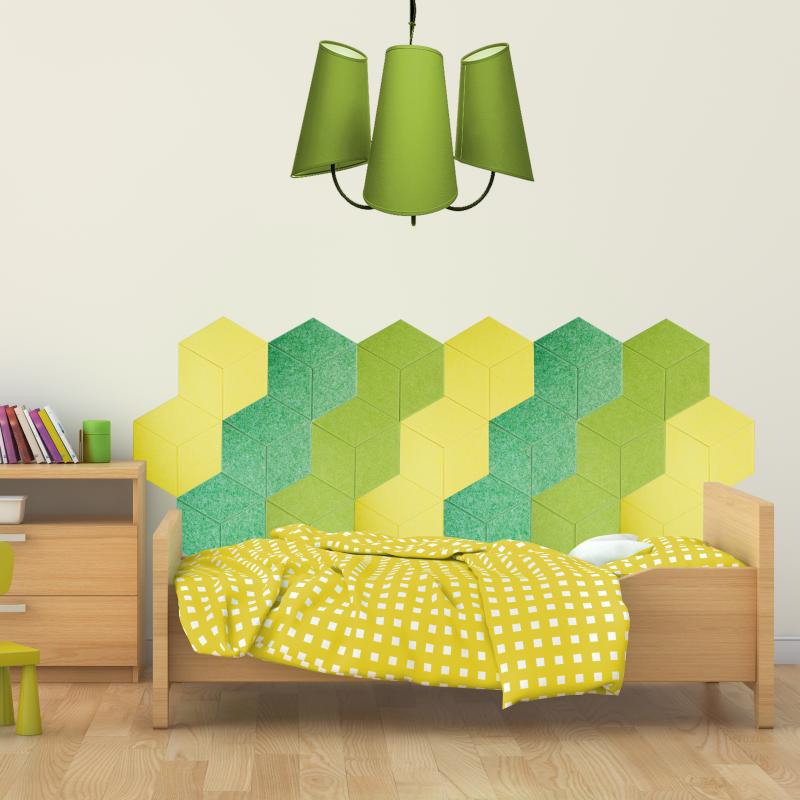 Мягкие настенные панели для детской комнаты MyMatto - Сота зеленый мраморный фото