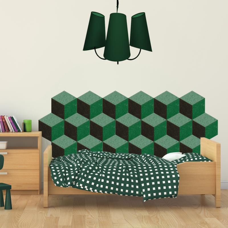Мягкие настенные панели для детской комнаты MyMatto - Ромб зеленый мраморный фото