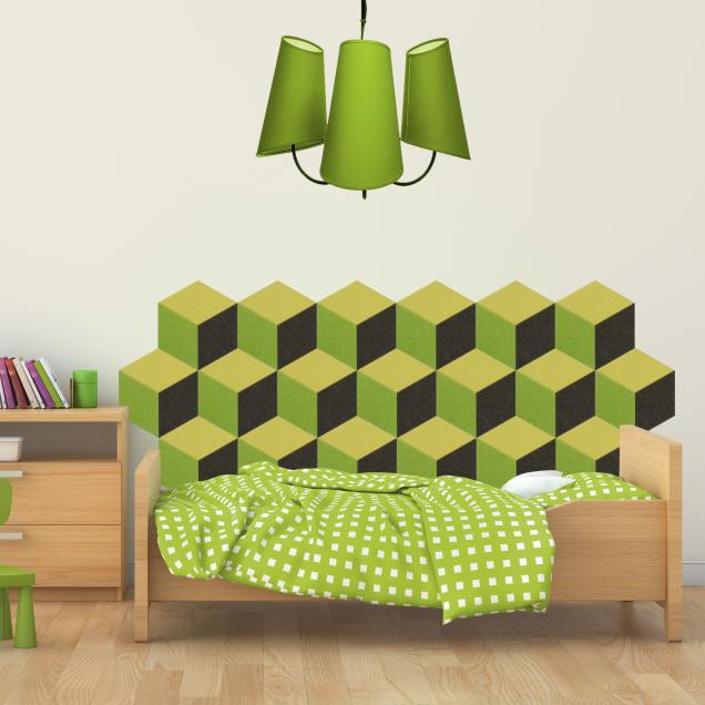 Мягкие настенные панели для детской комнаты MyMatto - Ромб зеленый мраморный