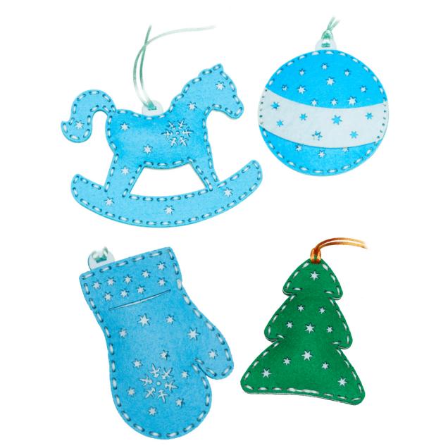 Новогодний набор для шитья игрушек 9 - Лошадка и зимние забавы (синий)