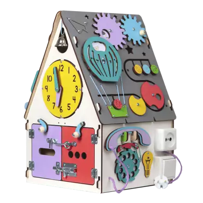 Бизиборд Домик Все в одном 30х30х45 см со светом