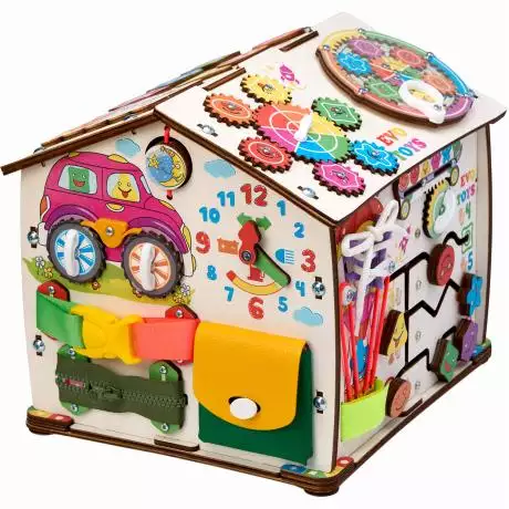 Бизиборд домик Смайлики на машинке 2.0 со светом