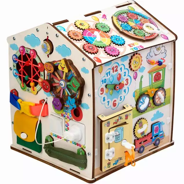 Бизиборд домик Карусель 30х35 см со светом