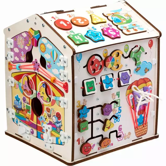 Бизиборд домик Карусель 30х35 см со светом