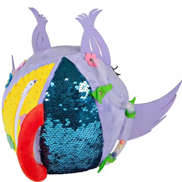 Мягкий бизиборд мячик Совушка Макси, фиолетовая