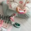 Бизиборд двусторонний мини серый пудровый со светом,  40х30 см  фотографии