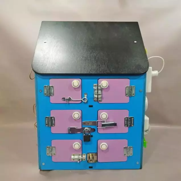 Бизиборд Домик 60х40 см со светом голубой