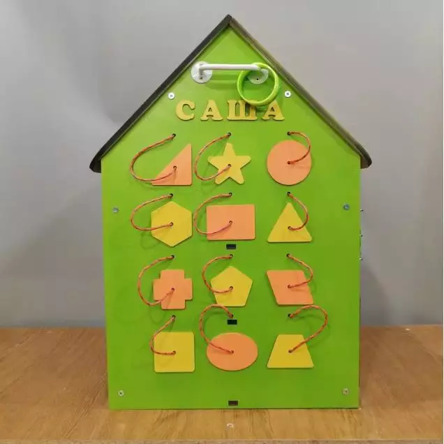 Бизиборд Домик 60х40 см со светом салатовый