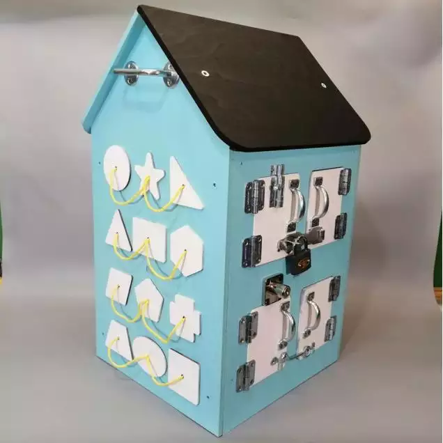 Бизиборд Домик 50х30 см со светом мятный