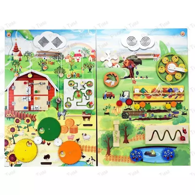 Комплект дидактических настенных панелей/ Бизиборд На ферме