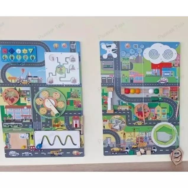 Комплект дидактических настенных панелей / Бизиборд Городская среда